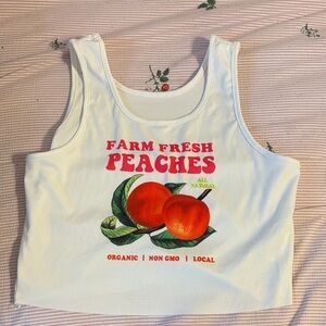 SHEIN White Crop Top with Peach Print